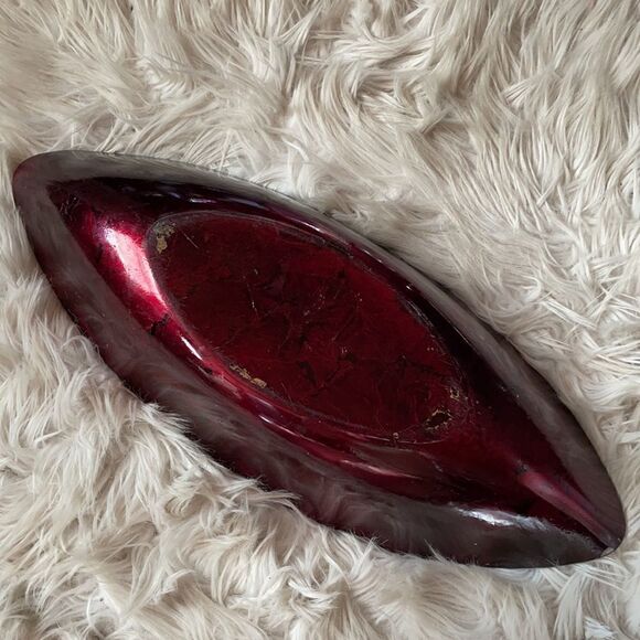 Vintage 70’s Glass Gold Leaf/Orange/ Centerpiece & Home Decor - Picture 10 of 16